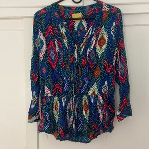Anthropologie Long Sleeve Patterned Blouse